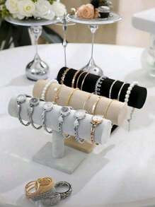 1pc Earring & Necklace Display Stand, Velvet Bust Jewelry Holder, Desktop Necklace Organizer - Black - View 11