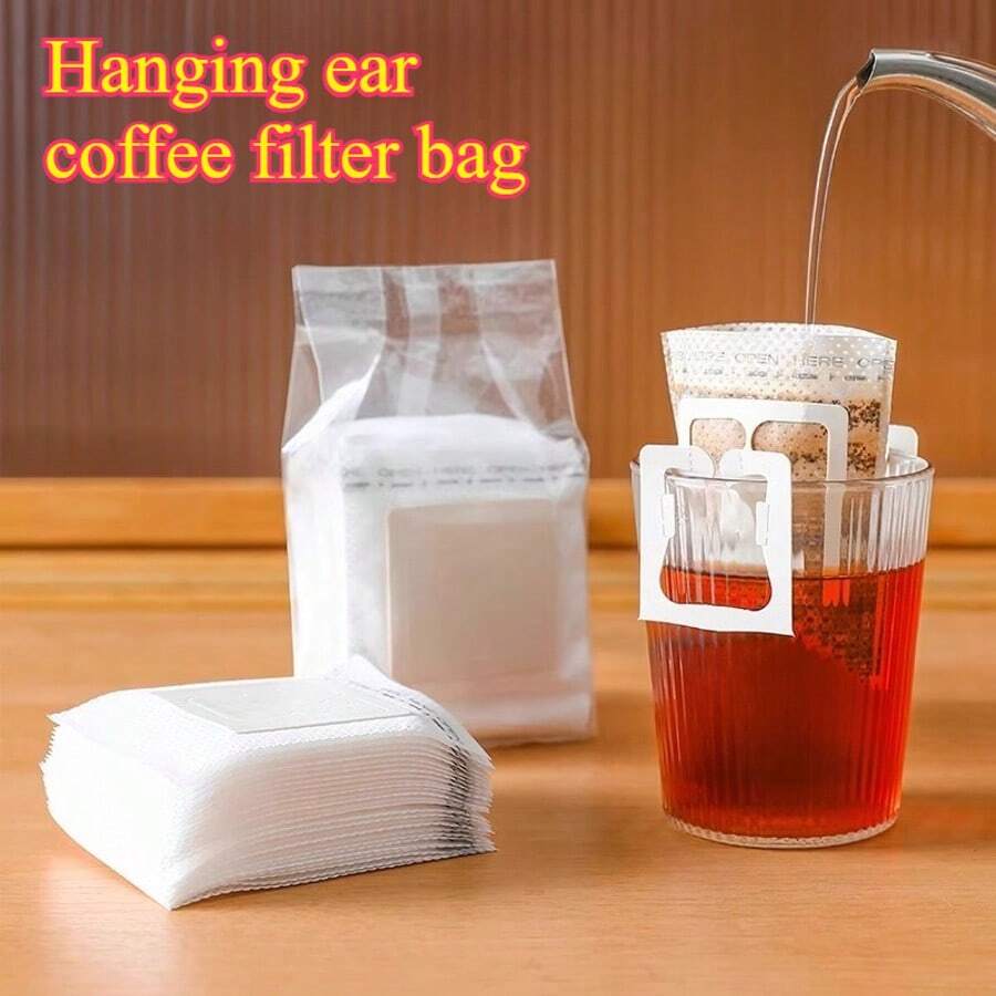 Filter Bag, Coffee Filter Paper, Tea Filter Bag, Disposable Filter Bag. Coffee Shop, Family Daily Coffee Filter Bag. Each Package Contains 50 Pieces. Hanging Ear Filter Bag, Suitable For Most Sizes Of Cups.