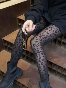 1 par de Meias-calças/Collants Térmicos Forrados de Fleece Preto/Marrom para Mulheres, 300g/200g/80g, Ondas, Amor, Coração, Laço, Estampa de Leopardo, Meias de Fleece Grossas, Mostra o Tom de Pele, Sexy, Alta Elasticidade, Legging Ajustada, Macia e Suave, Modelagem de Perna na Moda, Adequada para Fashionistas, Jovens Senhoras, Adolescentes, -10-15°C, Meias-calças para Primavera/Outono/Inverno, Festa, Discoteca, Várias Festas, Esportes, Lazer, Negócios e Outros Usos Diários.