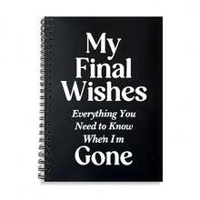 临终规划日记本套装 - 1 件 A5 笔记本“我的最终愿望”和 1 件 A5 笔记本“F*CK！死了！现在怎么办？”，螺旋装订，内含周到的提示，可用于记录最终愿望、遗产详情和感人告别，耐用封面非常适合遗产保存，非常适合为亲人做准备和度过人生的最后一章，是遗产规划和成年里程碑的必备品 - A5 - 查看 1