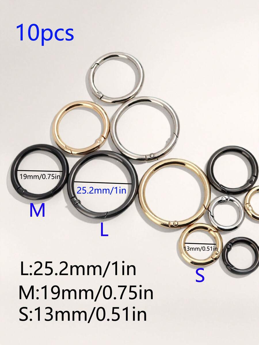 10pcs Spring O-Ring Alloy Buckle Portable Hook Clip Key Ring DIY Accessory For Keychains Bags Wallets Handbags And Pet Leashes School Supplies