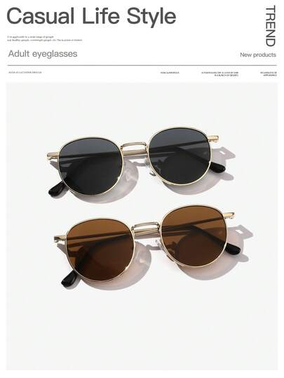 2 szt. damskie lekkie, biznesowe okulary w metalowej oprawie, okrągłe, modne, jako dodatek podróżny i codzienny element garderoby