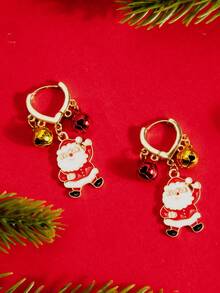 A Pair Of Elegant Heart-Shaped Christmas Bells, Christmas Trees, Santa Claus Pendants Earrings, Fashionable Women's Jewelry, Essential Accessories For Christmas Parties, Gifts For Friends