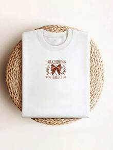 Camiseta gráfica del club de fútbol femenino: una camiseta de manga corta elegante y cómoda con un estampado único, perfecta para el día del partido o para uso casual. ¡Un top de moda imprescindible! Talla extragrande. - Blanco - Ver 2