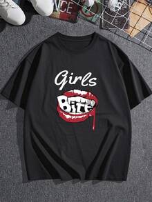 Camiseta de moda para mujer con un llamativo estampado de mordisco, perfecta para destacar, cómoda de llevar, con estampado de alta calidad, ideal para el día a día. ¡Consigue esta prenda única hoy mismo! Talla extragrande. - Negro - Ver 3