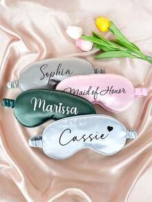 Personalized Custom Satin Eye Mask 3 Pieces Set, Personalized Sleep Eye Mask Bridesmaid Gift, Bridal Shower Gift, Bridal Party Bridesmaid Gift Silk Eye Mask, Bridesmaid Gift Box Set, Satin Eye Mask, Eye Mask, Bridesmaid Gift Bag, Bridesmaid Proposal - Multicolor - View 4