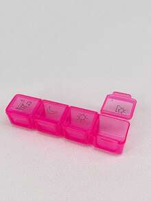 1个四格七日药盒，便携式PP塑料药盒，无异味迷你首饰盒，翻盖设计，用于日常药物管理 - 彩色 - 查看 4