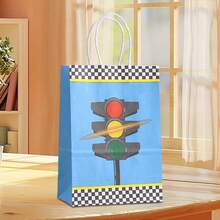 6/12/18/24pcs Racing Theme Paper Gift Bags, Racing Car, Trophy, Traffic Light Pattern Gift Bags, Red, Blue Styles Available, Suitable For Racing Event Gifts, Birthday Party, Friends Gathering, Summer Party, Party Decoration