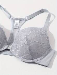 3-Pack Front Closure Lace Patchwork Bras For Women With Underwire, Push-Up, Anti-Sagging, Sexy Back Design, Suitable For Dating - Mixed Colors - View 4