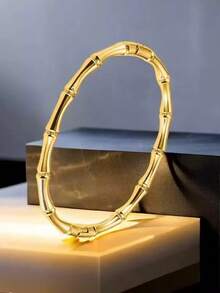 1 pieza Pulsera de acero inoxidable y bambú con estilo boho y rock - Regalo único para ella