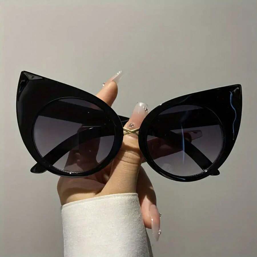 New Retro Classic Cat Eye Frame Ladies Men Old Sense Personality Fashion Casual Glasses, Suitable For Party Show Daily Wear - Màu tím - Xem 1