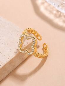 1 件可调节四叶草设计幸运戒指，适合女士，可作为给自己或女友的惊喜礼物