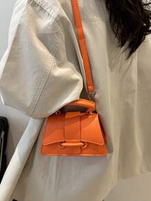 High-Quality Lipstick Pouch, Mini Square Bag, New Solid Color Versatile Handbag, Women Bag - Orange - View 4