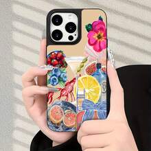 Funda para teléfono con diseño de elementos de fiesta de martini costero veraniego, compatible con iPhone 16, 15, 14 Pro Max, 13, 12, 11, XR y XS Plus. Fabricada en silicona TPU, ofrece protección contra golpes y caídas, además de una excelente sensación al tacto. Es el regalo ideal para familiares, amigos y seres queridos. - Negro - Ver 1
