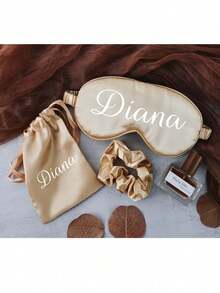 Personalized Custom Satin Eye Mask 3 Pieces Set, Personalized Sleep Eye Mask Bridesmaid Gift, Bridal Shower Gift, Bridal Party Bridesmaid Gift Silk Eye Mask, Bridesmaid Gift Box Set, Satin Eye Mask, Eye Mask, Bridesmaid Gift Bag, Bridesmaid Proposal - Multicolor - View 6