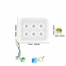 1 件树脂珠宝硅胶模具、水晶环氧树脂珠模具、圆形、菱形、方形、椭圆形、矩形、手链串珠环氧树脂硅胶模具、孔宝石首饰制作环氧树脂模具、适用于耳环、吊坠、手链和项链 - 白色 - 查看 15