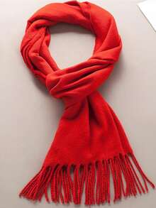 1pc Faux Cashmere Scarf, Thick Knitted Neck Warmer Shawl For Men & Women, Autumn/Winter