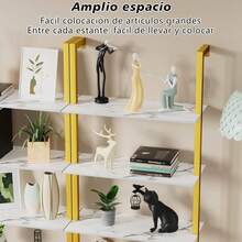 Cuezal Estantería de 5 Niveles con Estante Abierto para Almacenamiento, Librero Organizador Minimalista de Madera, Librero Blanco de 5 Niveles, Estantes de Cocina Dormitorio, Sala (ármol Blanco) - 1 - Ver 4