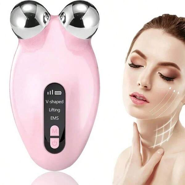 Electric Facial Neck Massager EMS Microcurrent Roller Face Massage Beauty Device 400mAh