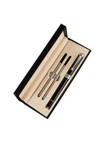 1 Conjunto de Caneta Presente Luxuoso com Canetas de Rolo, Melhor Conjunto de Canetas Esferográficas como Presente para Homens e Mulheres, Executivos Profissionais de Escritório, Canetas Esferográficas Elegantes em Caixa de Presente Clássica, Recarga Preta com Largura de Linha de 0,7mm, De Volta à Escola