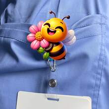 1 قطعة بكرة شارة شارة أكريليكية قابلة للسحب، حامل شارة اسم مع مشبك بطاقة هوية للممرضات والأطباء والمتطوعين والموظفين