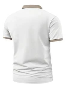 Men's Printed Polo Shirt, Men's Top, 230g Polyester Comfortable Breathable Summer Casual Printed Golf Polo Shirt 1. - 白色 - 查看 3