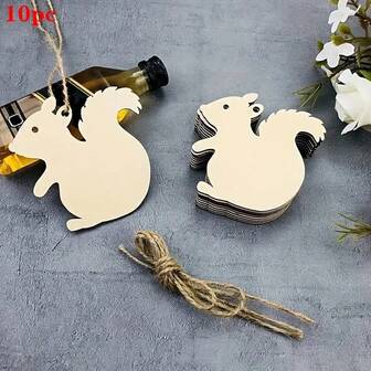 Unfinished Wooden Squirrel Silhouette Shape, Wooden Squirrel Craft, DIY Coloring Material For Home Decor, Holiday Decoration, Harvest Festival Symbol