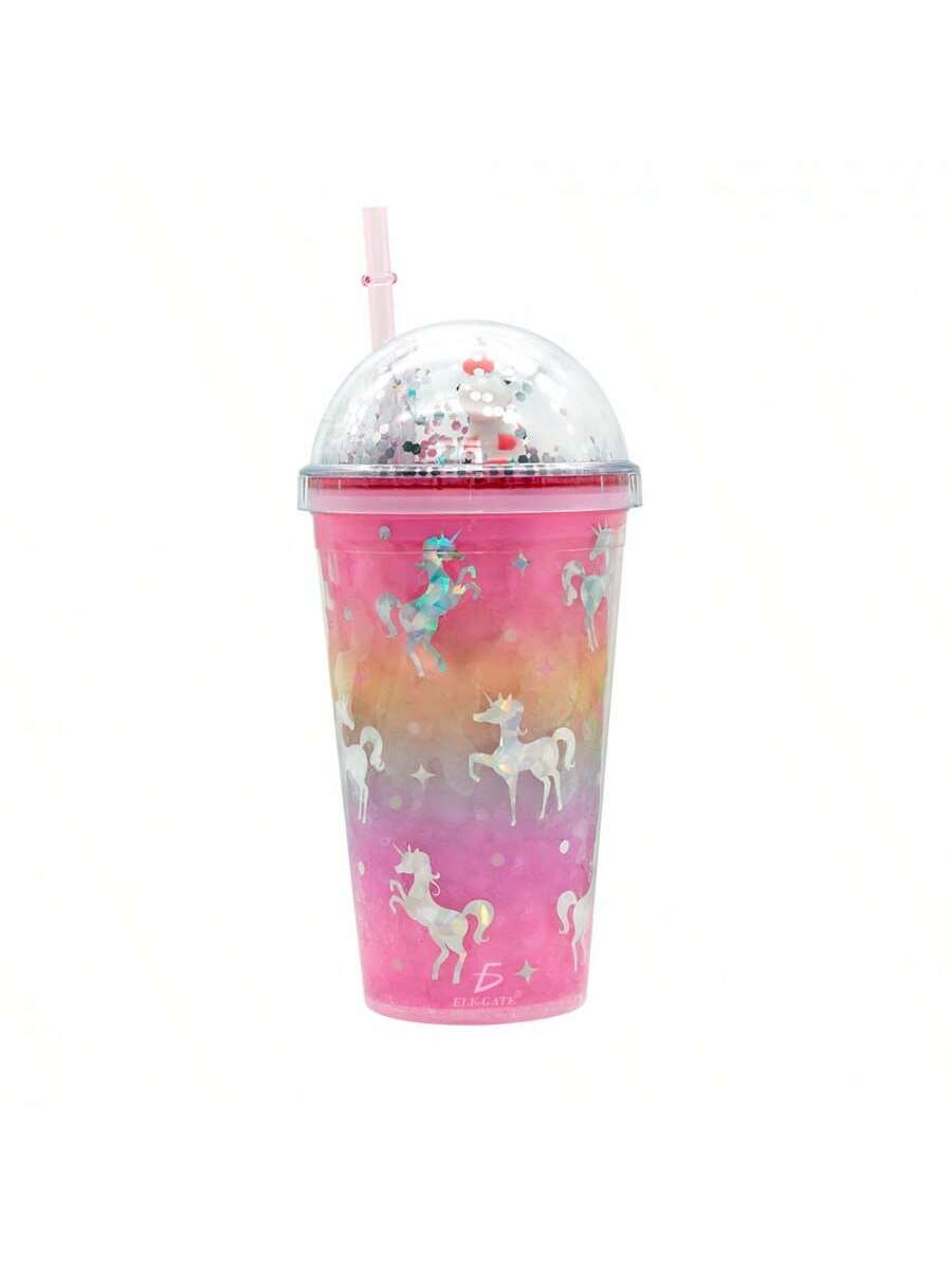 Vasija para bebidas de unicornio con pajita