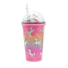 Unicorn Drink Cup With Straw - White - View 1