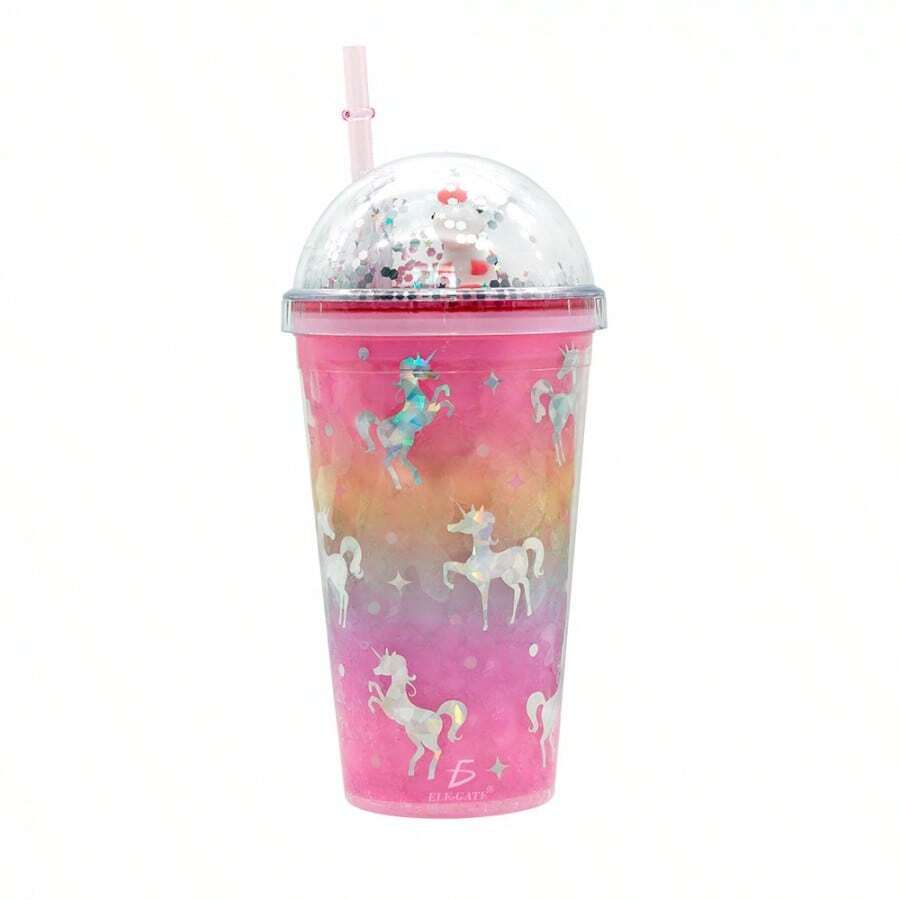 Unicorn Drink Cup With Straw - White - View 1