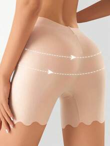 Pantalones cortos sin costuras antirozaduras para mujeres, shorts deslizantes de cintura alta de seda suave, unicolor