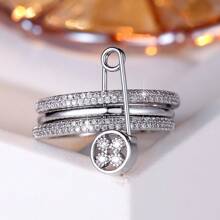 Chic Ring Multi Layer + Pin Design Paved Shining Zirconia Just Pick A Color U Prefer Match Daily Outfits Party Accessory