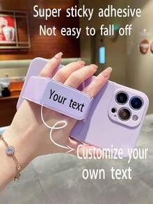 1pc Customized Faux Leather Phone Stand, Foldable Pull-Out Phone Holder, Non-Waterproof, Finger Grip Stand, Suitable For Universal Phones, Desktop Slouchy Stand