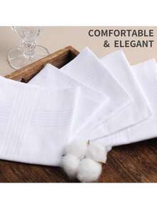 12 件/包男士 16x16 英寸白色经典口袋手帕，经典男士涤纶吸水格子手帕，老年人适用薄款复古手帕 - 彩色 - 查看 7