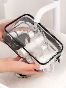 3 قطع/قطعة واحدة حقيبة أدوات تجميل بسيطة عصرية للجنسين، مجموعة حقائب أدوات تجميل وأدوات تجميل من EVA مع سحاب - شفافة، منظم سفر متين للرجال والنساء، حقيبة ظهر للعودة إلى المدرسة، ضروريات السفر، منظم سفر لعطلة الشاطئ، حقيبة مستحضرات تجميل شفافة مقاس 1 كوارت، مناسبة للسفر، للجنسين، حقيبة منظم تجميل شفافة للحمل، حقيبة مكياج بلاستيكية شفافة للسفر، حقيبة يد صغيرة شفافة مقاومة للماء