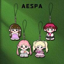 Aespa Cartoon Pendant Phone Strap, Aespa Cute Chibi Keychain, Kpop Backpack Pendant Keychain - Multicolor - View 2