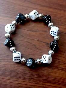 1pc Acrylic Dice Beads Stretch Bracelets Jewelry Accessories For Men Funny Game Lucky - Beaded Bracelet - View 17