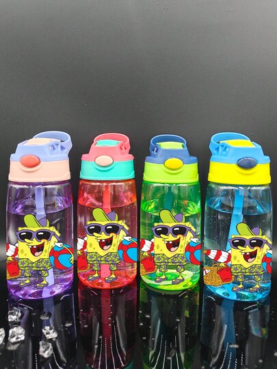 SPONGEBOB 1Pc SPONGEBOB 500ml/16oz Party Water Cup Purple With Straw And Portable Handle Can Hold Ice Cubes Birthday Gift Thanksgiving Gift Christmas Gift (The Cup Lid May Be Random)