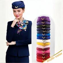 5pcs/Set Holiday Themed Flight Attendant Hat, Scarf, Brooch, Gloves, Glasses Cosplay Accessories, Retro Stewardess Outfit,Halloween