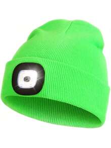3Light Modes Knitted Hat With LED Light USB Charging Style Breathable Soft And Highly Stretchable Suitable For Cold And Windproof Nights In Autumn And Winter Same Style For Men And Women For Fishing Skiing And Running(200MAH)