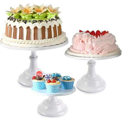 1 set de présentoir à gâteau en métal - support de présentation de desserts de 8/10/12 pouces de couleur blanche, convient pour la décoration de mariage et d'anniversaire, fournitures de décoration de gâteau, décoration de table de desserts, plateau à gâteau, support à pâtisserie, présentoir de table de desserts en fer blanc de grande taille, peut être utilisé pour un buffet et une pause-thé, décoration de table de mariage