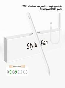 触控笔兼容 iPad Pencil，具有磁性无线充电功能，配有磁性充电线，具有防误触功能和倾斜灵敏度，适用于 2018-2024 iPad Air 3/4/5、iPad Mini 5/6、iPad 6/7/8/9/10、iPad Pro 11 英寸、iPad Pro 12.9 英寸，90mAh - 白色 - 查看 10