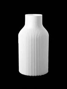 1pc Unique Fluffy Pampas Grass Striped Ceramic Look Plastic Vase Modern Minimalist Beige Tall Cylinder Table Centerpiece Room Decoration Decorative Vase For Living Room Wedding Party Home Decor Flower Vase Glass Vase - Multicolor - View 11