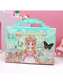 1pc Kids Handheld Magical Girl Sticker Set, DIY For Girls, Decorative Stickers Including Nail Stickers, Dress Up Stickers, Manicure & Outfit Stickers, No-Cut Stickers, Cute Character Stickers, Everyday Fashion Stickers For Girls