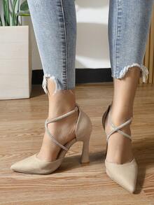 Women's Pointed Toe Stiletto Heel Hollow Out Fashion Party Work High Heel Pumps, Black, Champagne, White - Apricot - View 2