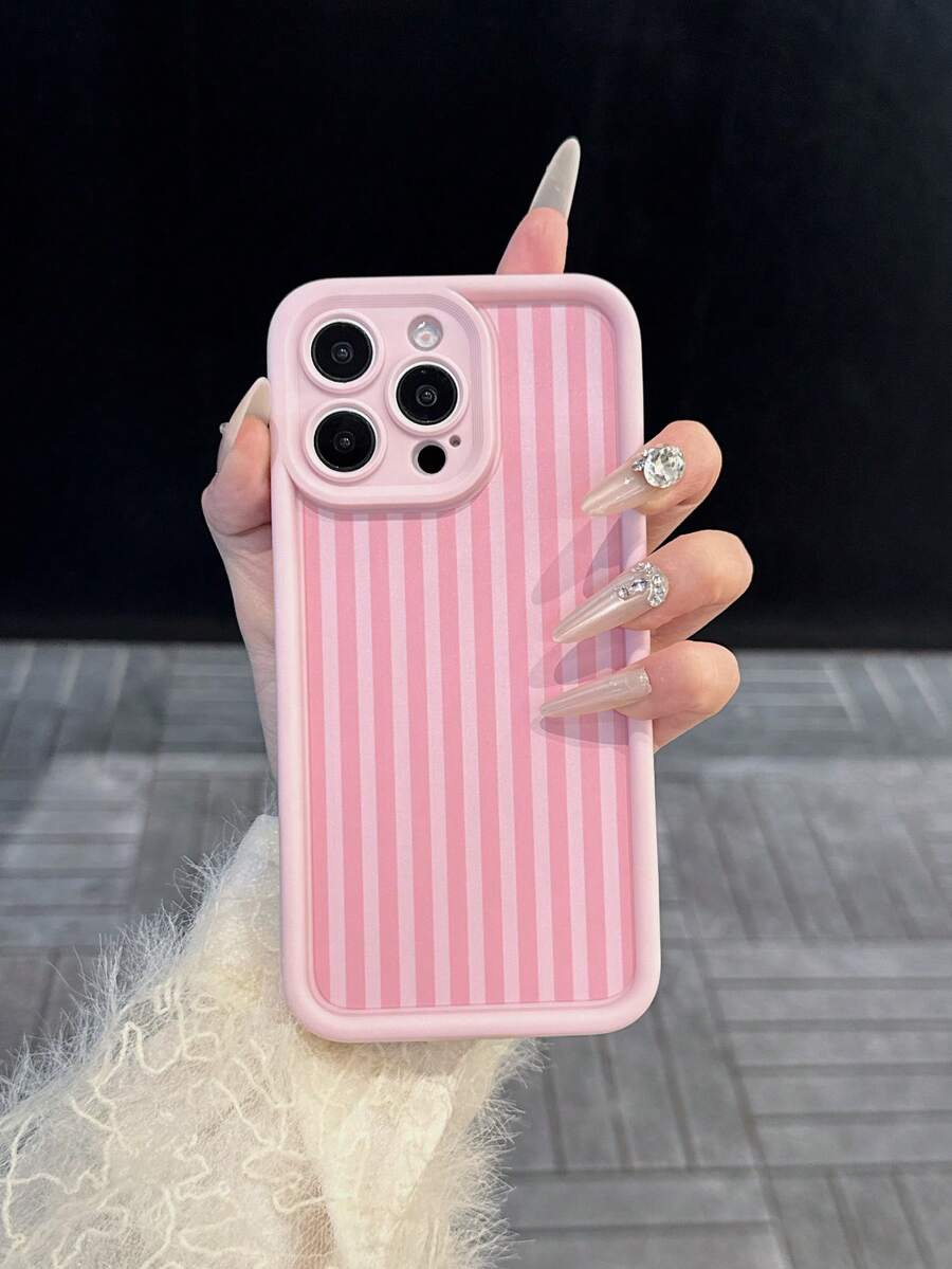 粉色竖条纹 TPU 防震全覆盖保护壳适用于 Apple 7 Plus/8 Plus/16/16 Plus/16 Pro/16 Pro Max/XR/XS Max/11/11 Pro/11 Pro Max/12/12 Pro/12 Pro Max/13/13 Pro/13 Pro Max/14/14 Pro/14 Plus/14 Pro Max/15/15 Pro/15 Plus/15 Pro Max，时尚新款手机壳 - 彩色 - 查看 1