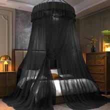 Kertnic Mosquito Net Bed Canopy For Girls Princess Canopy Bed Curtain Fine Sheer Mesh Dome Bed Canopies Adults Lace Tent For Twin Full Queen King Bed Black - 黑色 - 查看 4