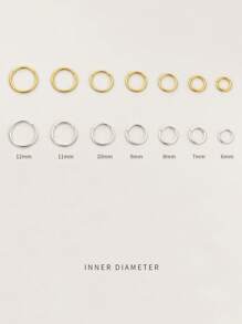 1pc S925 Sterling Silver Gold Plated Men's Plain Hoop Polished Earrings - Men's Thin Hoop Earrings - Small Gold Hoop Earrings - Men's Simple Sterling Silver Jewelry