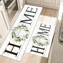 1pc Home Letter Pattern Rug, Polyester Drainage Mat, Suitable For Kitchen, Living Room, Entrance, Balcony, Home Decor, Anti-Stain, Cafe, Bar, Holiday, Party, Bedroom, Bathroom Decor - Black and White - View 3