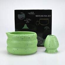 2PCS Japanese Style Matcha Set Matcha Bowl With Mouth Song Dynasty Tea Tip Tool Matcha Whisker Stand